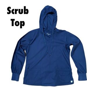 Hooded scrub shirt